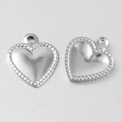 Heart 316 Surgical Stainless Steel Filigree Charms, 10x8x1mm, Hole: 1mm