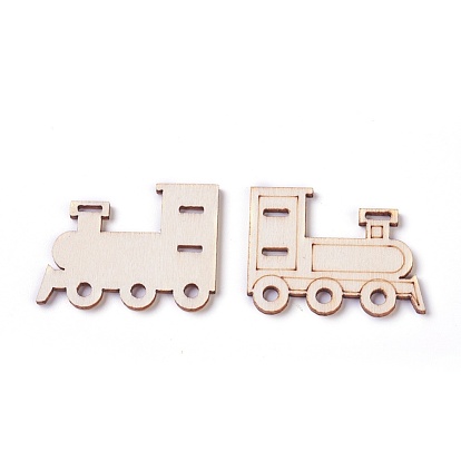 Vehicle Theme Wooden Cabochons, Laser Cut Wood Shapes, Mixed Shapes