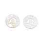 Natural Freshwater Shell Charms, Flat Round, Hollow