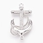 Brass Micro Pave Cubic Zirconia Links, Lead Free & Cadmium Free & Nickel Free, Long-Lasting Plated, Anchor, Clear