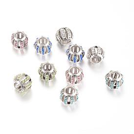 Alloy Rhinestones Beads, Large Hole Beads, Rondelle