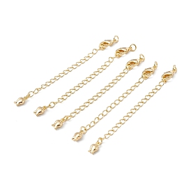 Brass Chain Extenders, with Lobster Claw Clasp & Jump Rings, Long-Lasting Plated, Tulip