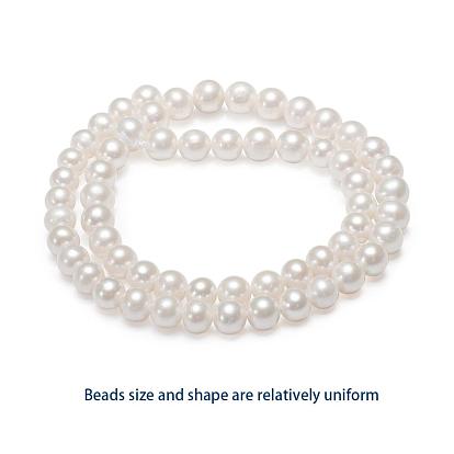 Brins de perles de culture d'eau douce naturelles, ronde, 8~9mm, Trou: 0.8mm, Environ 52 pcs/chapelet, 15.35 pouce