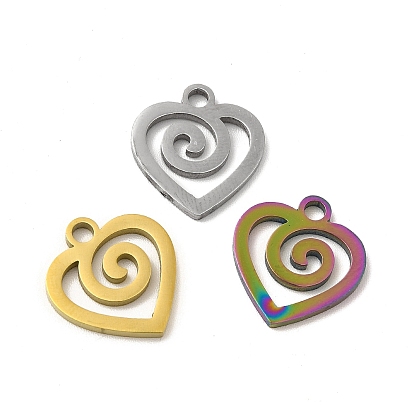 Ion Plating(IP) 304 Stainless Steel Pendants, Heart Charm