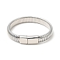 304 Stainless Steel Stretch Flat Snake Chain Bracelet with Magnetic Clasp for Men Women