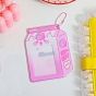 Porte-clés en plastique avec pochette photo, avec chaînes à boules et fenêtre rectangulaire transparente, forme de boîte à lait
