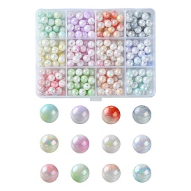 300Pcs 12 Colors Two Tone Opaque Acrylic Beads, Round