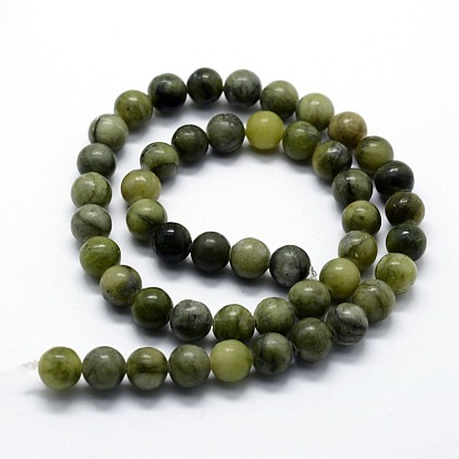Jade de xinyi naturel / brins de perles de jade du sud de la Chine, ronde
