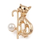 Broche de aleación de diamantes de imitación, con perlas de imitación abs, gato