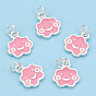 925 Sterling Silver Enamel Charms, with Jump Ring, Cloud with Smile