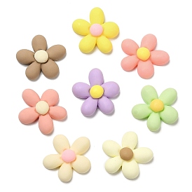 Opaque Resin Cabochons, Frosted, Flower
