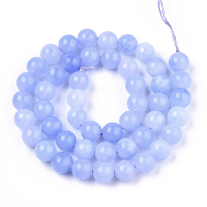 Natural Quartz Beads Strands, Imitation Blue Lace Agate, Dyed, Round