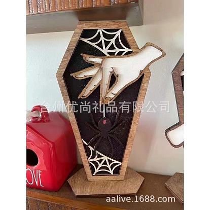 Adorno de estatuilla de ataúd de madera, Para la decoración del escritorio del hogar de la fiesta de Halloween.