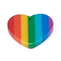 Plastic Stripe Pendants, Rainbow Heart Charms