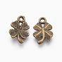 Tibetan Style Alloy Clover Charms, Cadmium Free & Lead Free, 15.5x10x2mm, Hole: 1.5mm, about 1950pcs/1000g