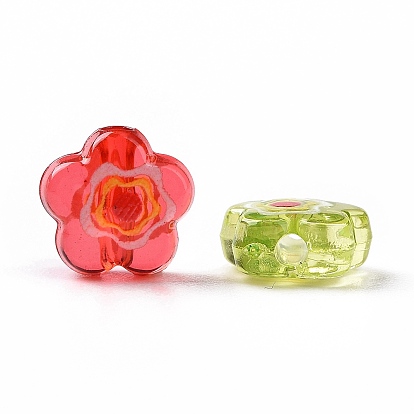 Perles acryliques transparentes imprimées, fleur