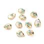 Culture des perles perles d'eau douce naturelles, avec bord en laiton doré et turquoise naturelle, formes mixtes
