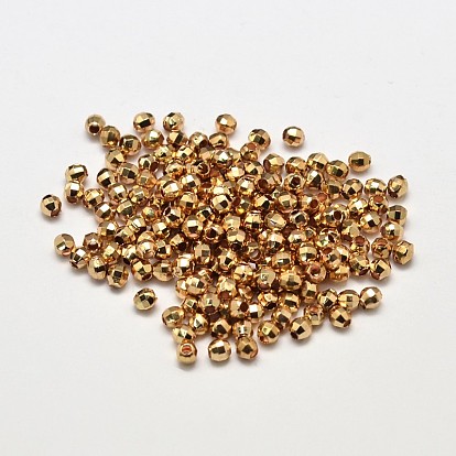 Rack Plating and Vacuum Plating Brass Round Faceted Spacer Beads