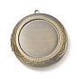Rack Plating Brass Locket Pendants, Photo Frame Charms for Necklaces, Cadmium Free & Lead Free, Flat Round with Rhombus