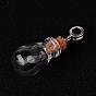 Teardrop Glass Wishing Bottle European Dangle Charms, with Alloy Tube Bails and Iron Findings, 45.5mm, Hole: 4.5mm