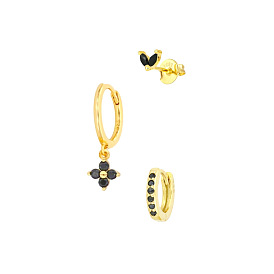 Stacked Lucky Clover Earrings Set for Working Women - 3 Pieces