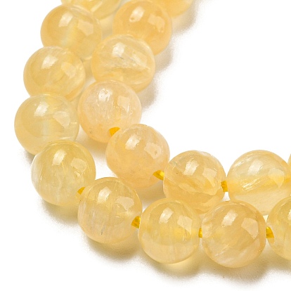 Natural Honey Calcite Beads Strands, Round