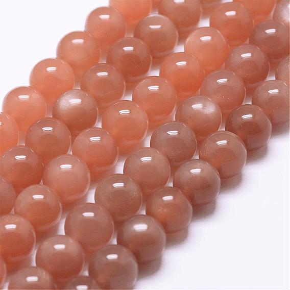 Natural Sunstone Beads Strands, Grade AA, Round