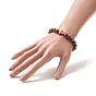 Bracelet extensible en perles de bois de rose naturel et pierres précieuses pour femme, bracelet croix