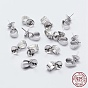 925 Sterling Silver Cup Pearl Bail Pin Pendants, For Half Drilled Beads, with 925 Stamp