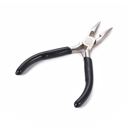 Carbon Steel Jewelry Pliers, Wire Cutters, Needle Nose Pliers, Ferronickel, with Plastic Handle