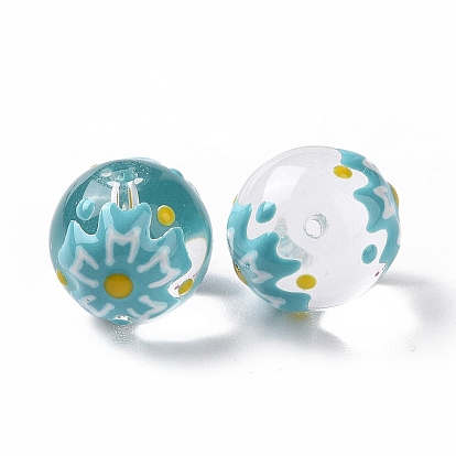 Transparent Glass Beads, with Enamel, Round