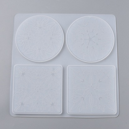 Moules en silicone sous-verre motif mandala, moules de résine, pour diy uv résine, fabrication artisanale de résine époxy, rond et carré