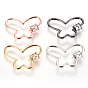 Brass Micro Pave Cubic Zirconia Screw Carabiner Lock Charms, for Necklaces Making, Butterfly
