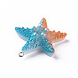 Resin Pendants, with Platinum Iron Loops, Gradient Color, Starfish