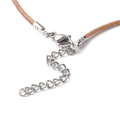 Cowhide Leather Choker Necklaces, with 304 Stainless Steel Lobster Claw Clasps