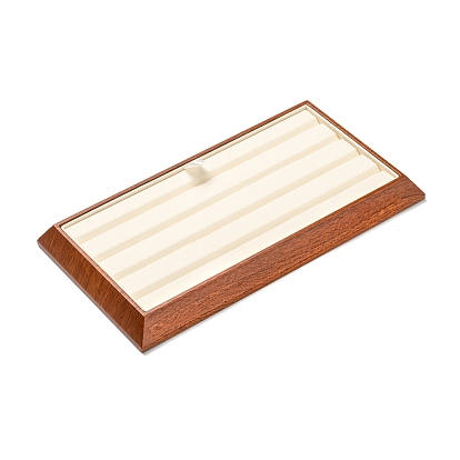 Rectangle Wood Pesentation Jewelry Diamond Display Tray, Covered with Microfiber, Coin Stone Organizer