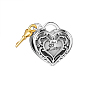 TINYSAND 925Sterling Silver European Beads, Lock Key Dangle Heart Photo Charms