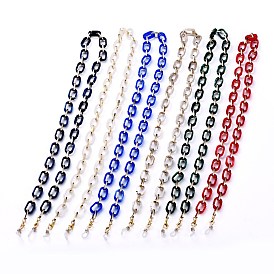 Eyeglasses Chains, Neck Strap for Eyeglasses, with Imitation Gemstone Style Acrylic & Aluminium Paperclip Chains, Alloy Lobster Claw Clasps and Rubber Loop Ends