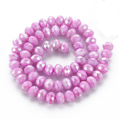 Cuisson opaque de perles de verre peintes, pierres d'imitation, facette, de couleur plaquée ab , rondelle
