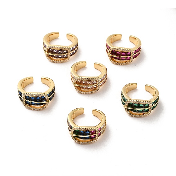 Открытое кольцо-манжета в форме пряжки из кубического циркония, широкое женское кольцо из настоящей позолоченной латуни с покрытием 18k