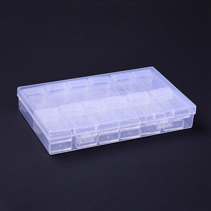 Plastic Bead Containers, for Small Parts, Hardware and Craft, 12 Compartments, Rectangle