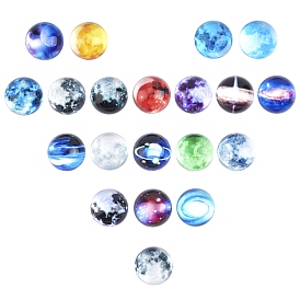 SUNNYCLUE Glass Cabochons, Half Round/Dome, Starry Sky Pattern