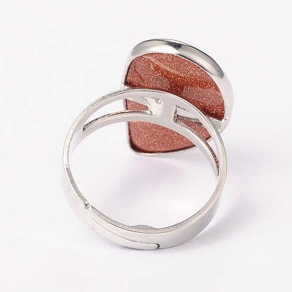 Регулируемые кольца из латуни с драгоценными камнями, 19 мм