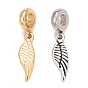 304 Stainless Steel European Dangle Charms, Large Hole Pendants, Wings