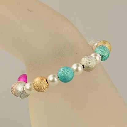 Mode imitation acrylique perles bracelets élastiques pour les enfants, avec peint à la bombe perles acryliques, 45mm