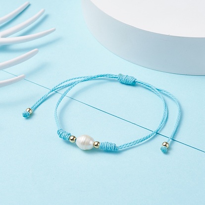 Natural Pearl Beads Bracelet, Friendship Adjustable Cord Bracelet for Her