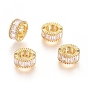 Brass Micro Pave Cubic Zirconia European Beads, Large Hole Beads, Long-Lasting Plated, Ring, Real 18K Gold Plated