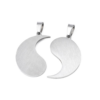 304 Stainless Steel Pendants, with Stainless Steel Snap On Bails, Flat Round