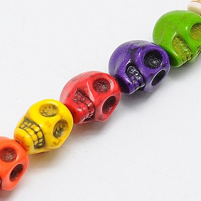 Synthetic Turquoise Beads Strands, Dyed, Skull
