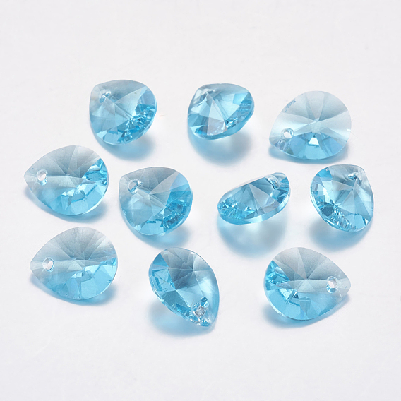 Faceted Glass Rhinestone Pendants, Imitation Austrian Crystal, Drop
